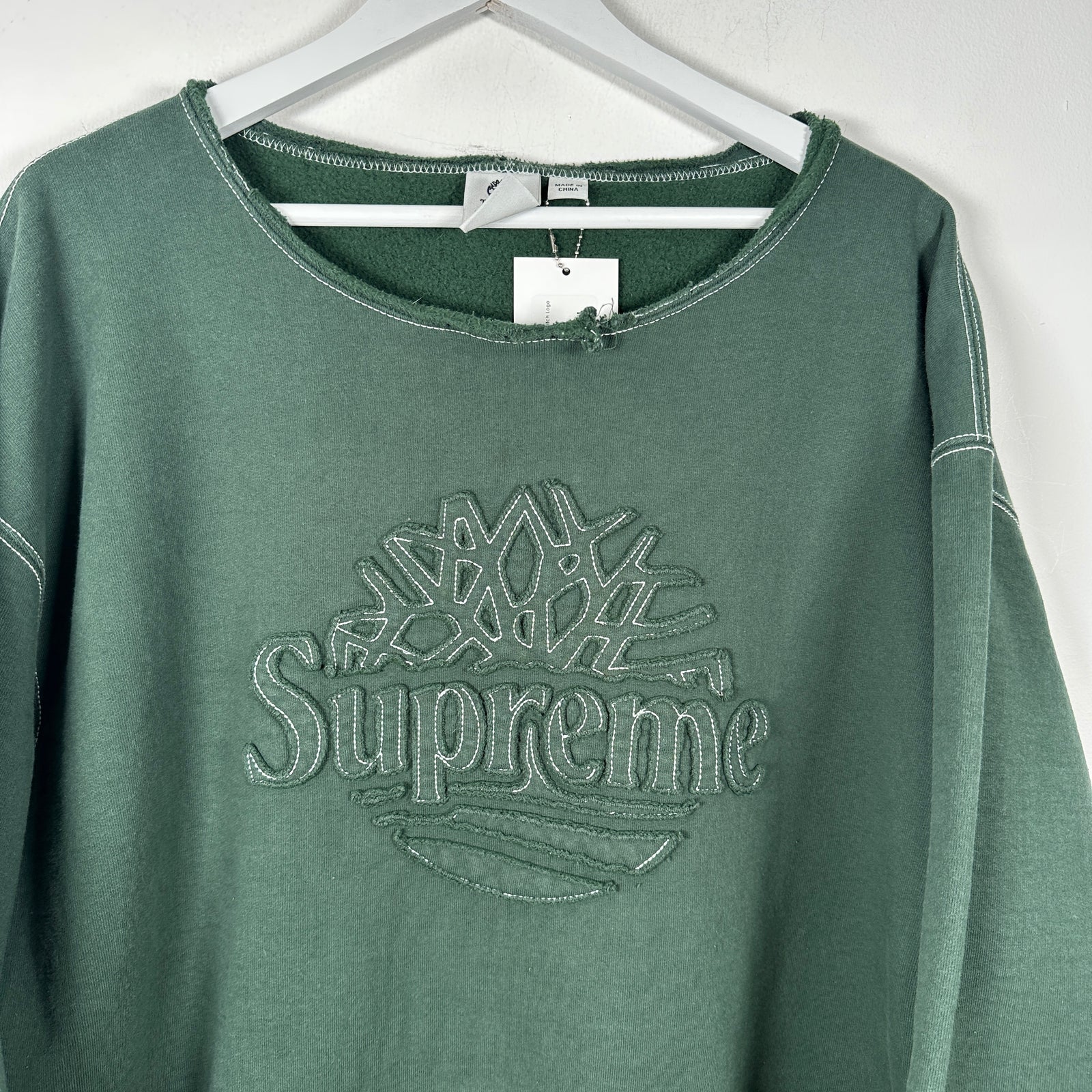 Supreme x Timberland Green Stitch Logo Crewneck Size XXL