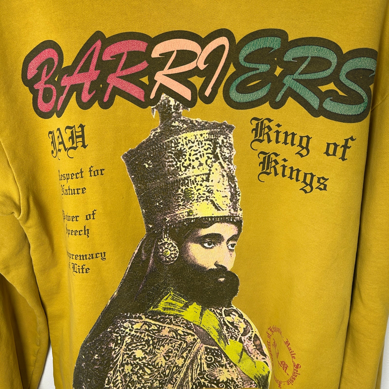 Barriers  'King of Kings' Yellow Graphic Hoodie Size M