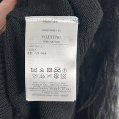 Valentino Black Cashmere Knit Feather Sleeved Crewneck Size L