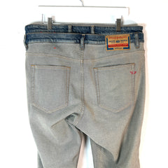 Diesel Inside-Out Double-Waisted Denim Jeans