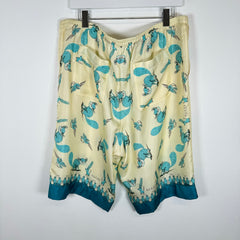 Gucci Teal Freya Hartas Silk Shorts Size XXL