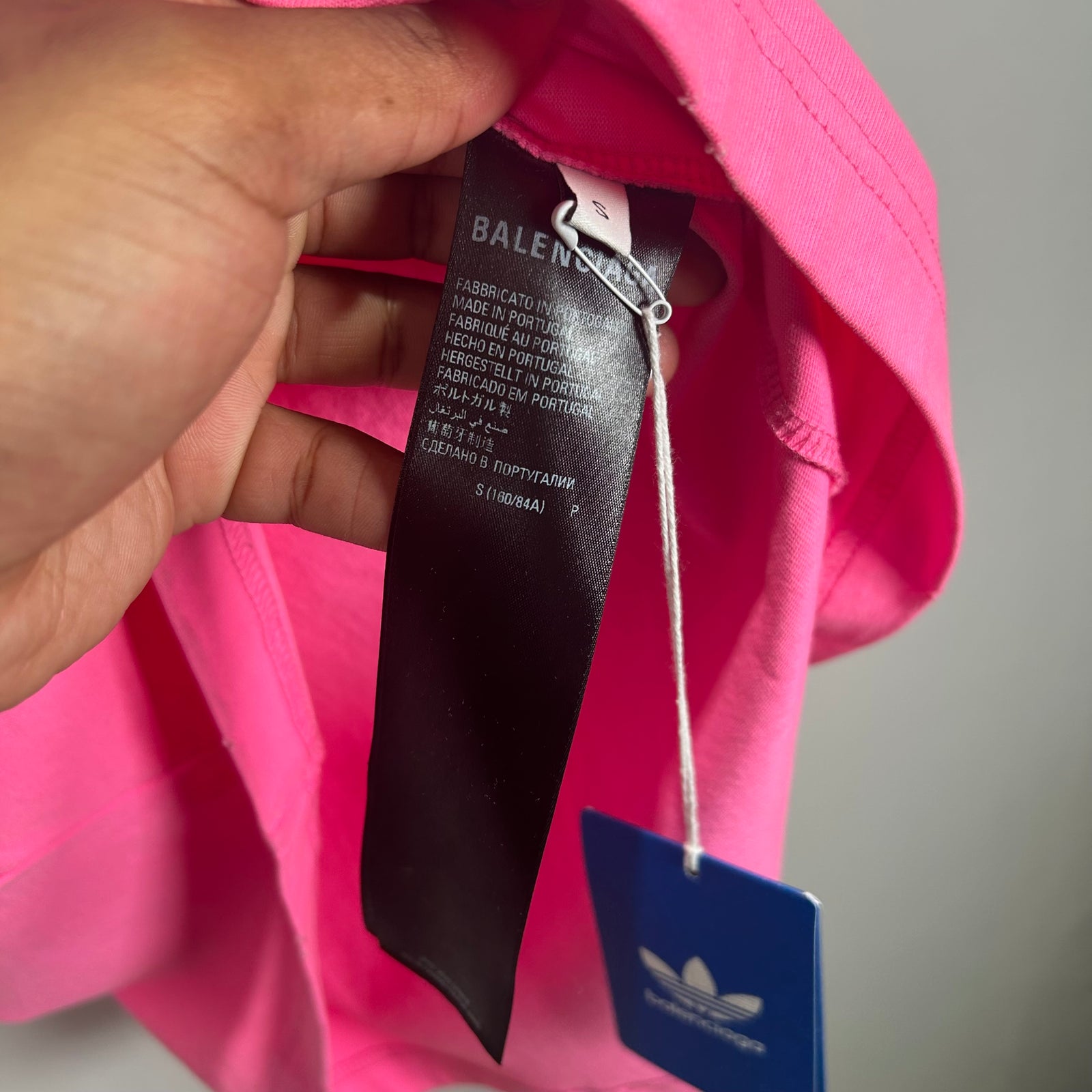 Balenciaga X Adidas 3-Stripe Pink T-Shirt Size S
