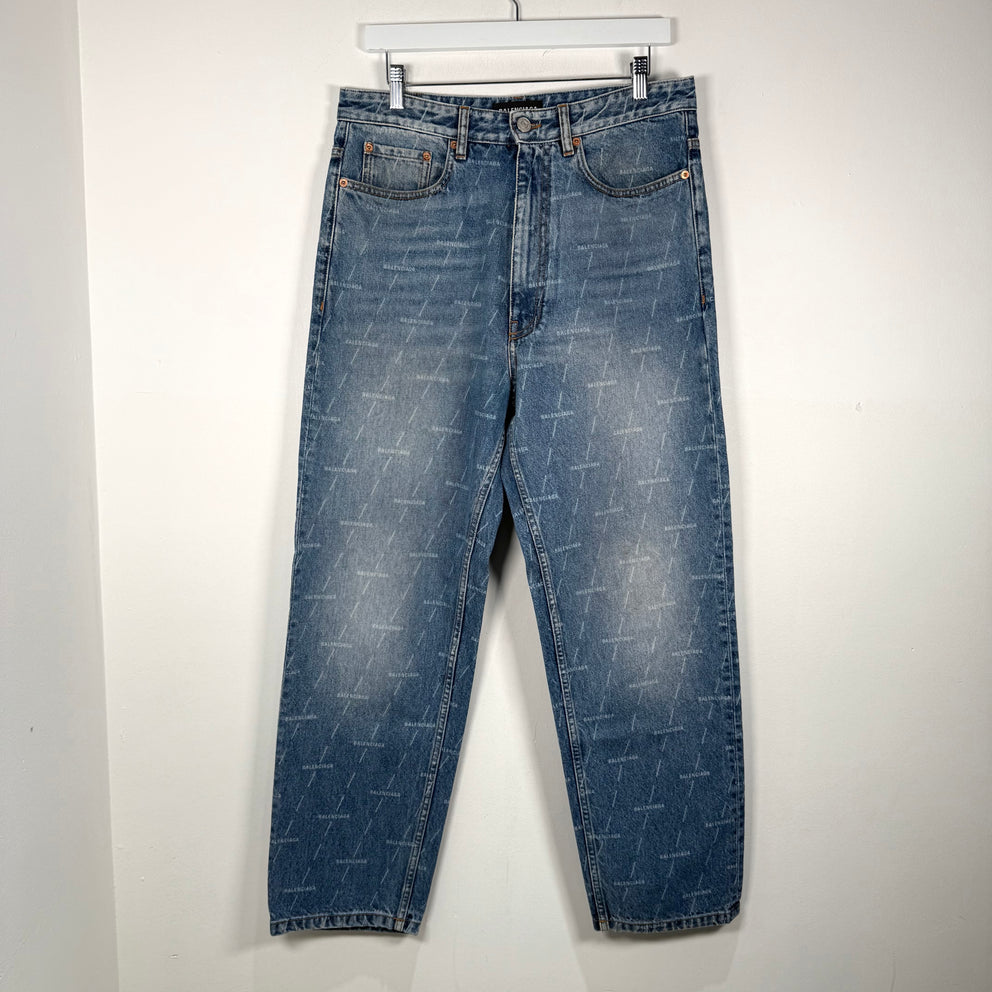 Balenciaga All Over Print Logo Jeans Size 32