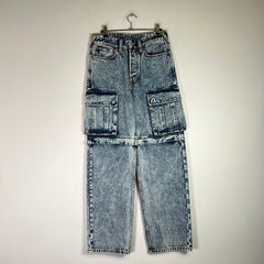 Evisu Acid Wash Graffiti Cargo Jeans