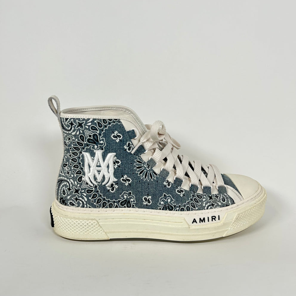 Amiri Grey Paisley MA Court High-Top Sneaker Size 43