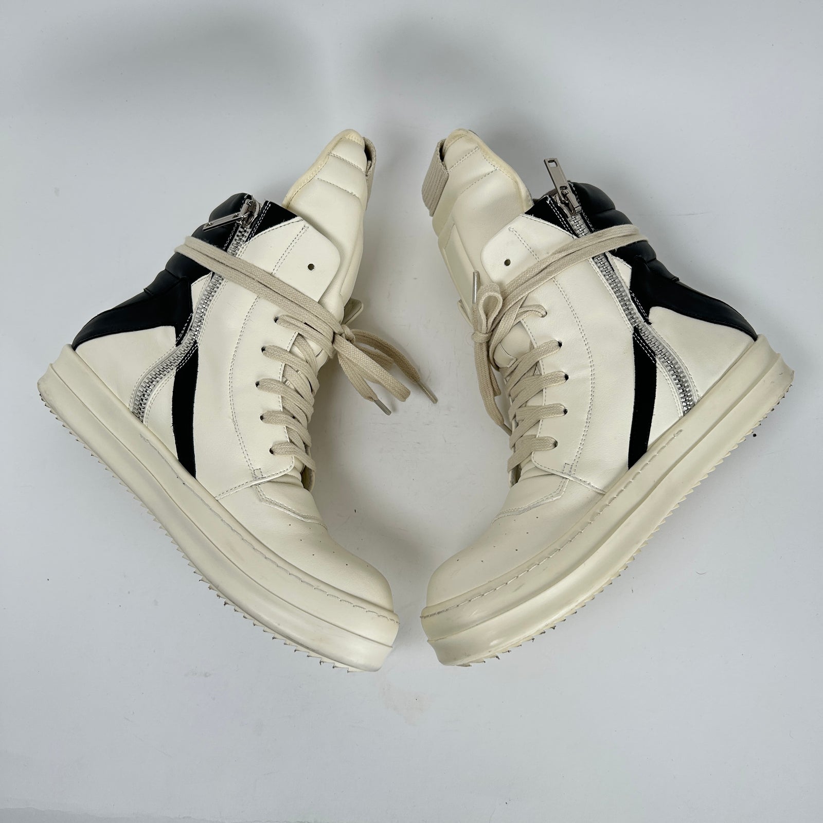 Rick Owens Milk/Black Geobaskets Size 43