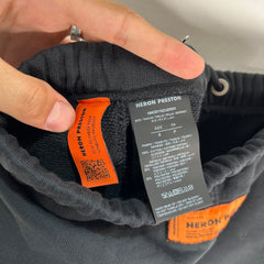 Heron Preston Black Logo Print Shorts Size S