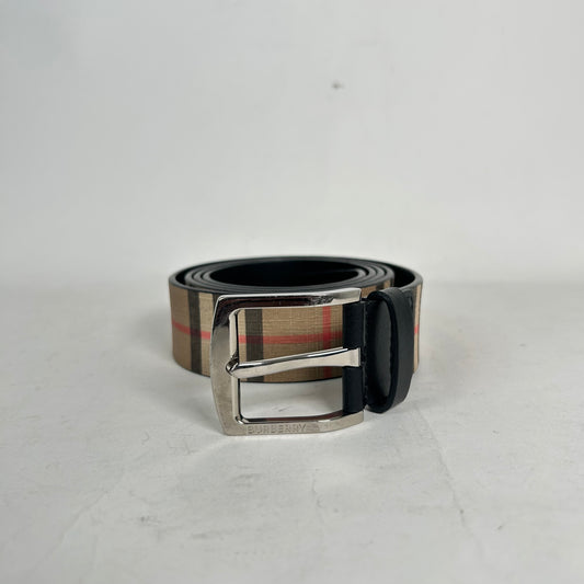 Burberry Beige Vintage Check Leather Belt Size 110
