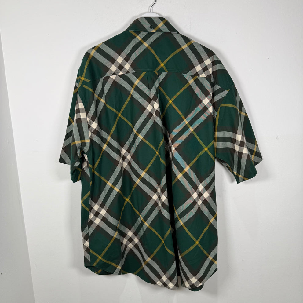Burberry Green Plaid Button-Up T-Shirt Size XXL