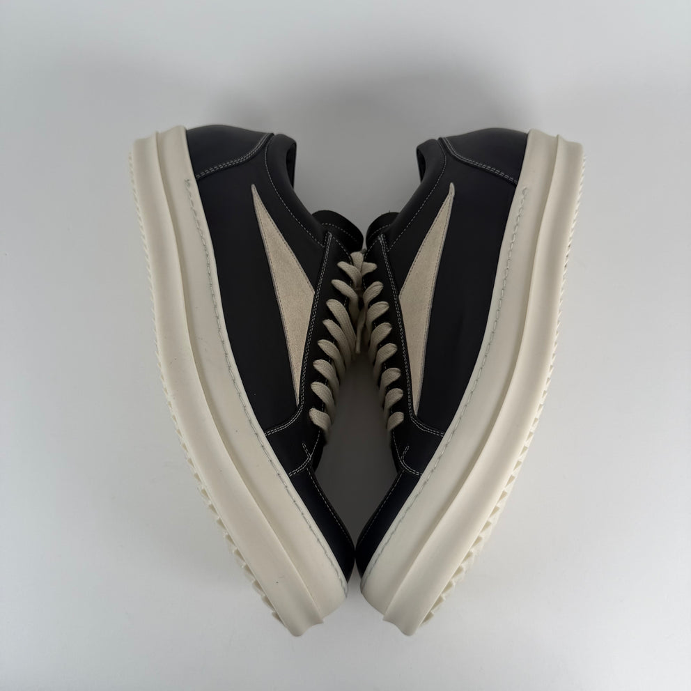 Rick Owens Black Leather Vintage Low-Top Sneakers Size 45