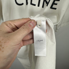 Celine White Logo T-Shirt Size M