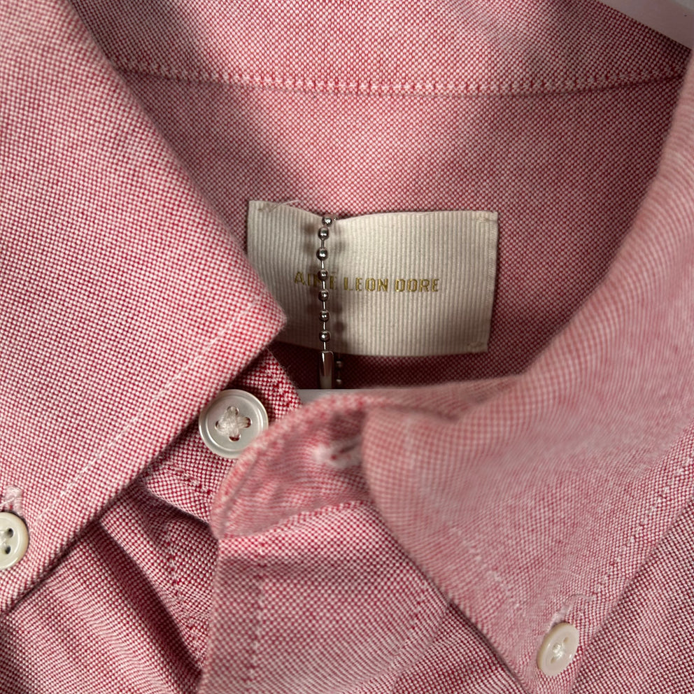 Aime Leon Dore Red Flower Stitch Button-Up Shirt Size M