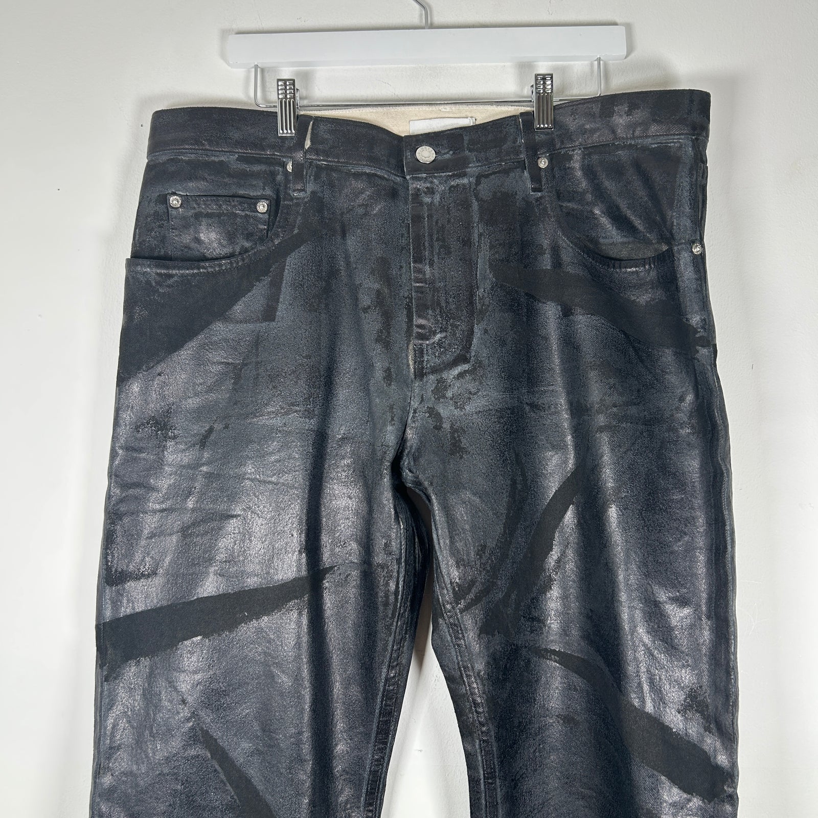 Helmut Lang Waxed Black Jeans Size 38