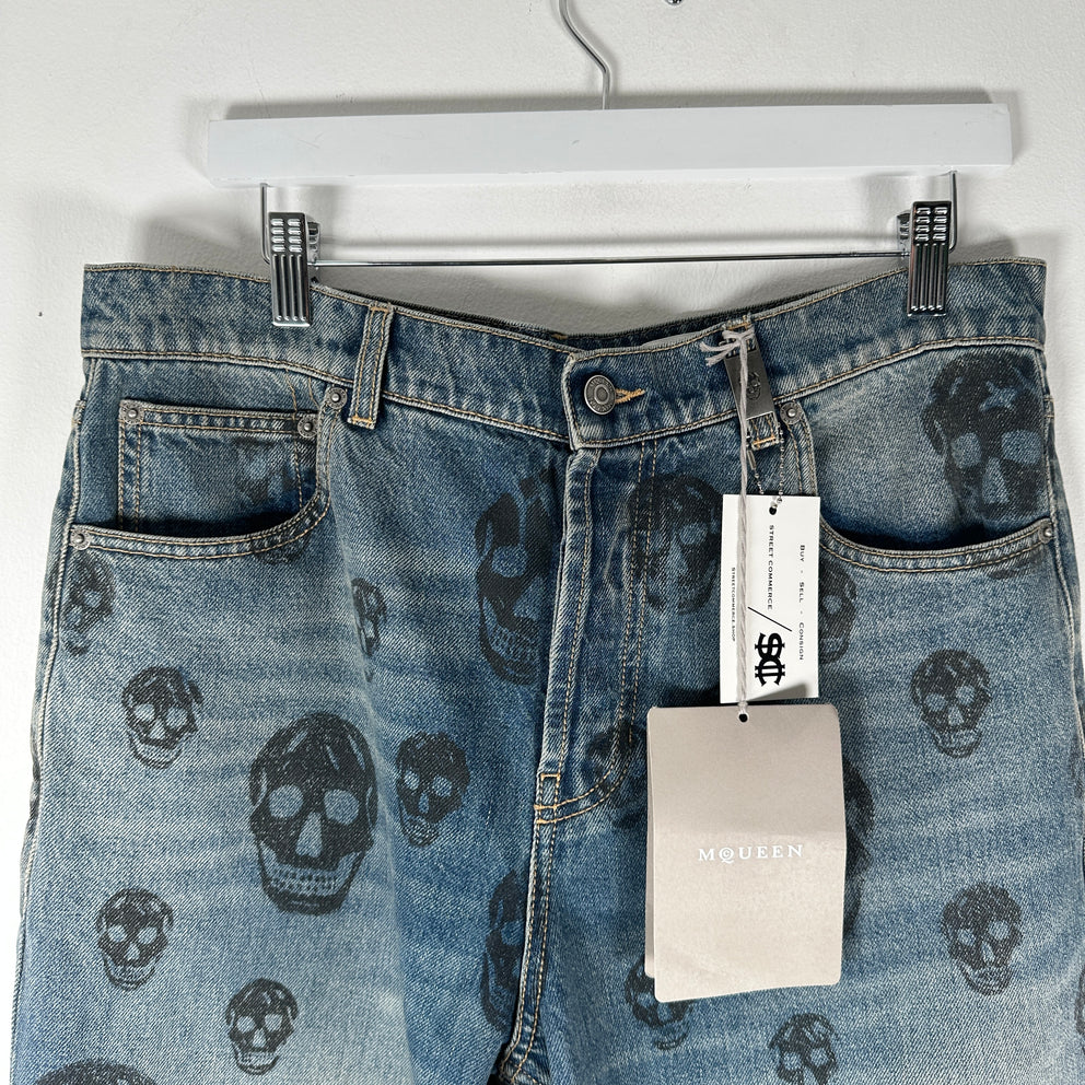 Alexander Mcqueen Baggy Skull Print Jeans Size 34