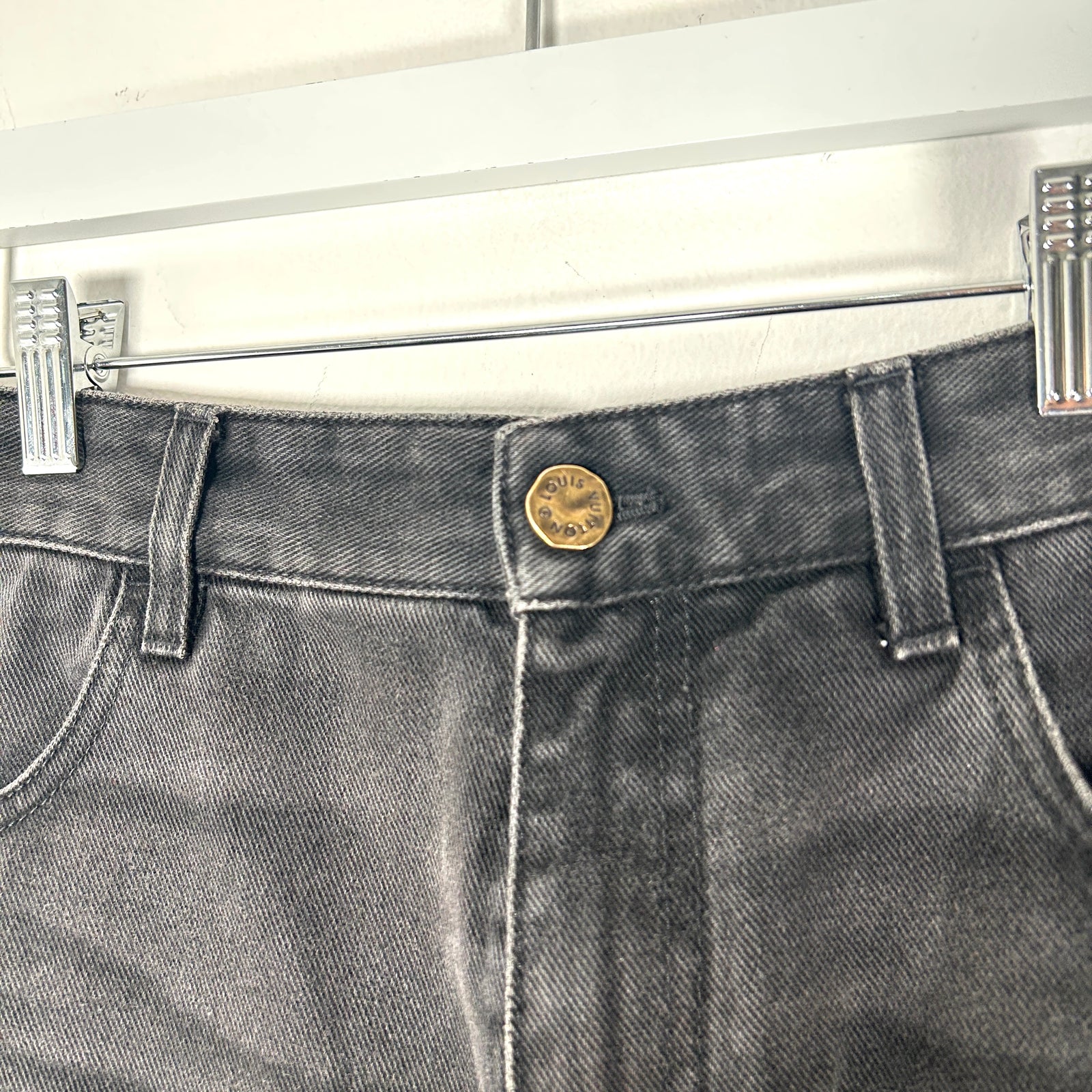Louis Vuitton Black Monogram Work Denim Jeans Size 32