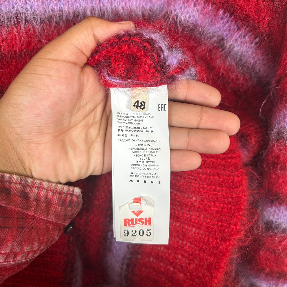 Marni Red/Purple Striped Mohair Sweater Size M