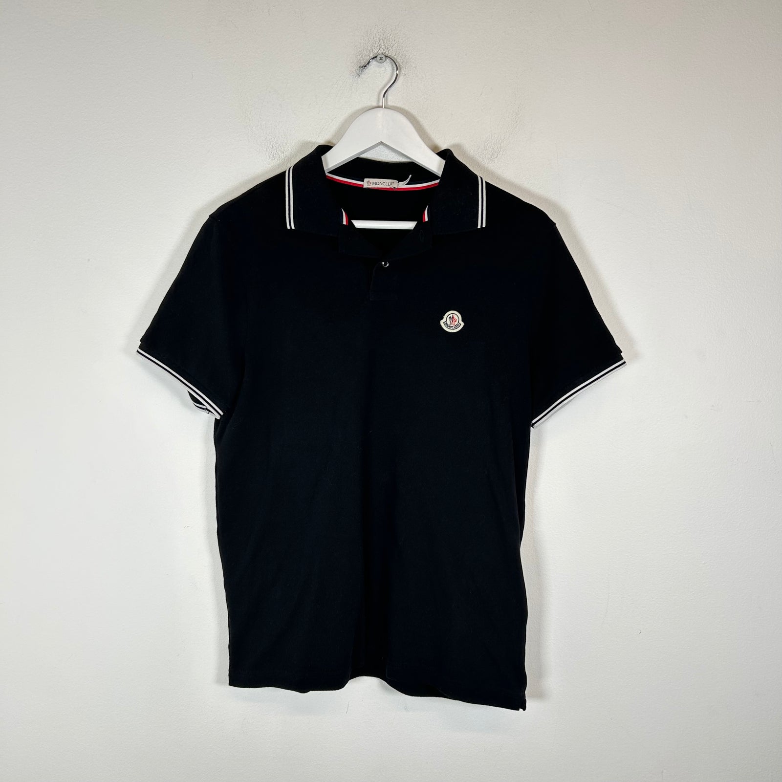 Moncler Black Maglia Polo Shirt Size M