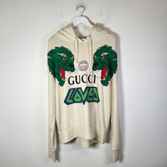 Gucci Beige 'Loved' Tiger Hoodie Size S
