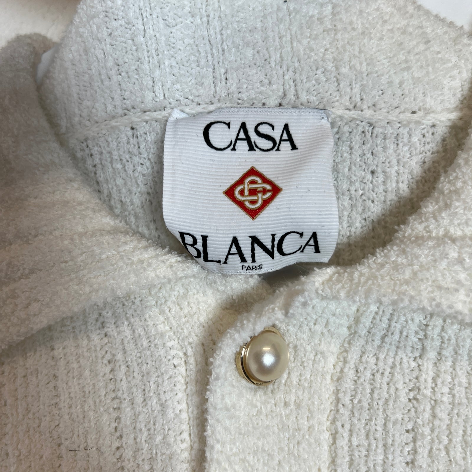 Casablanca White Knit Logo Polo Size XL