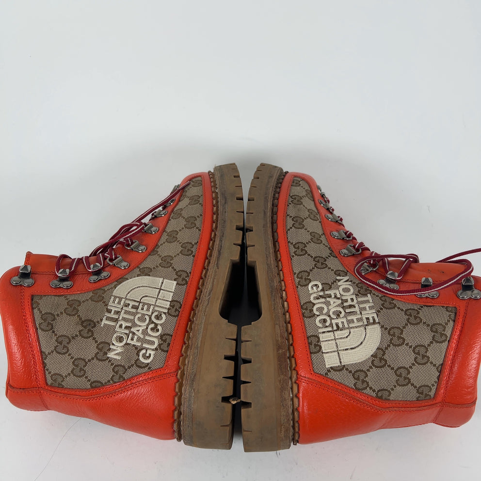 Gucci x The North Face GG Canvas Lace Up Hiking Boots