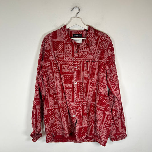 Purple Brand Red Paisley Button-Up Shirt Size L