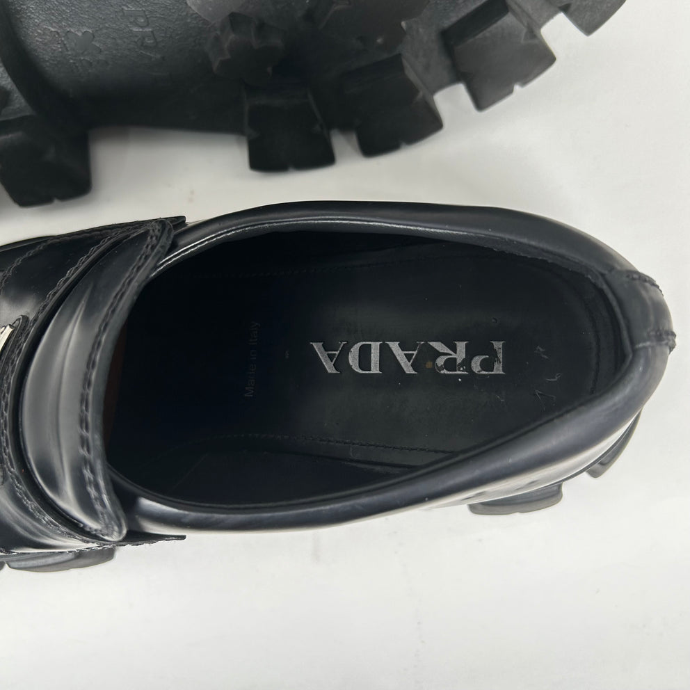 Prada Black Monolith Leather Sneaker Size 10