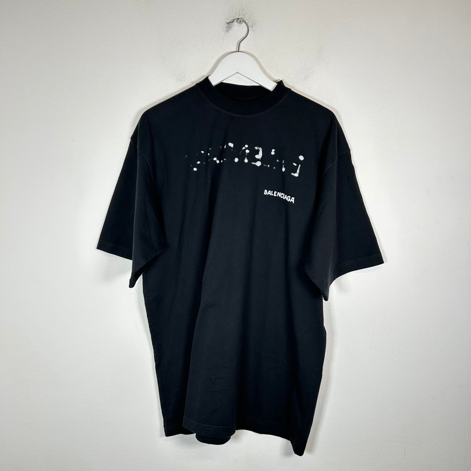 Balenciaga Black Hand Drawn Logo T-Shirt Size M