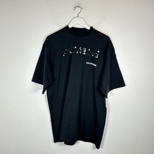 Balenciaga Black Hand Drawn Logo T-Shirt Size M