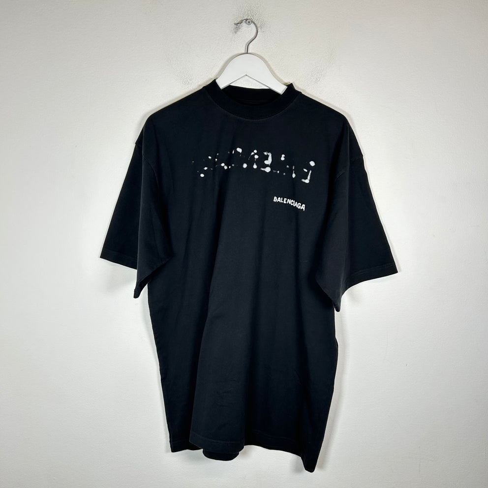 Balenciaga Black Hand Drawn Logo T-Shirt Size M