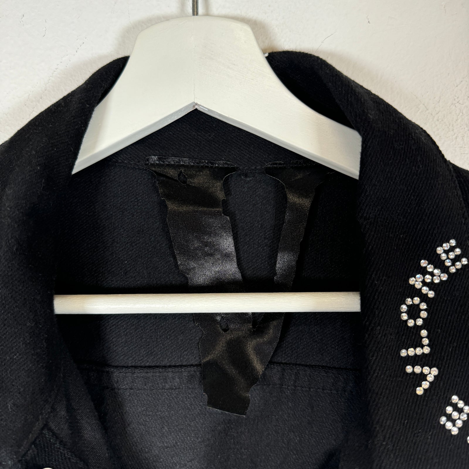 Vlone Black Rhinestone Denim Jacket Size L
