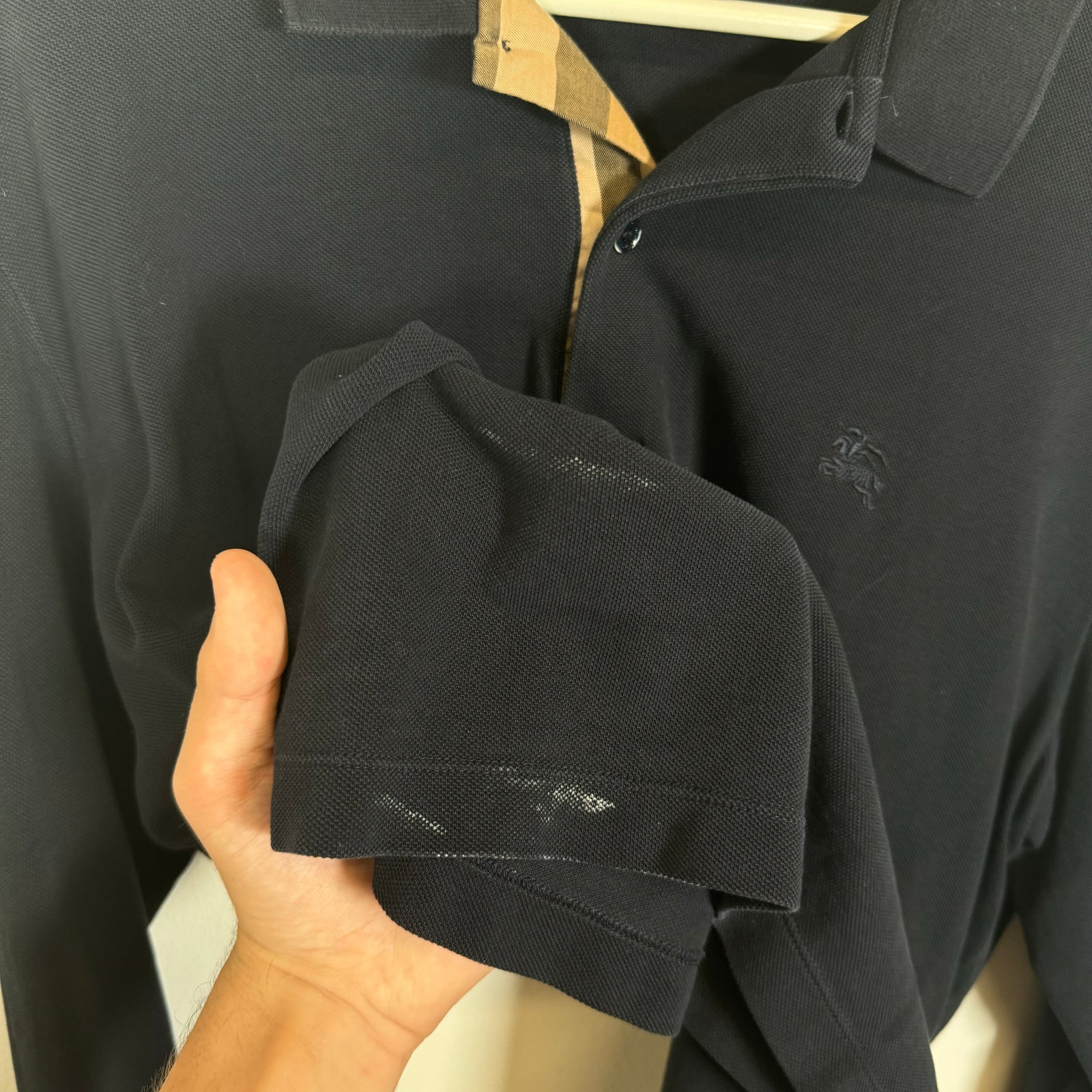 Burberry Navy Longsleeve Polo Shirt Size XXL