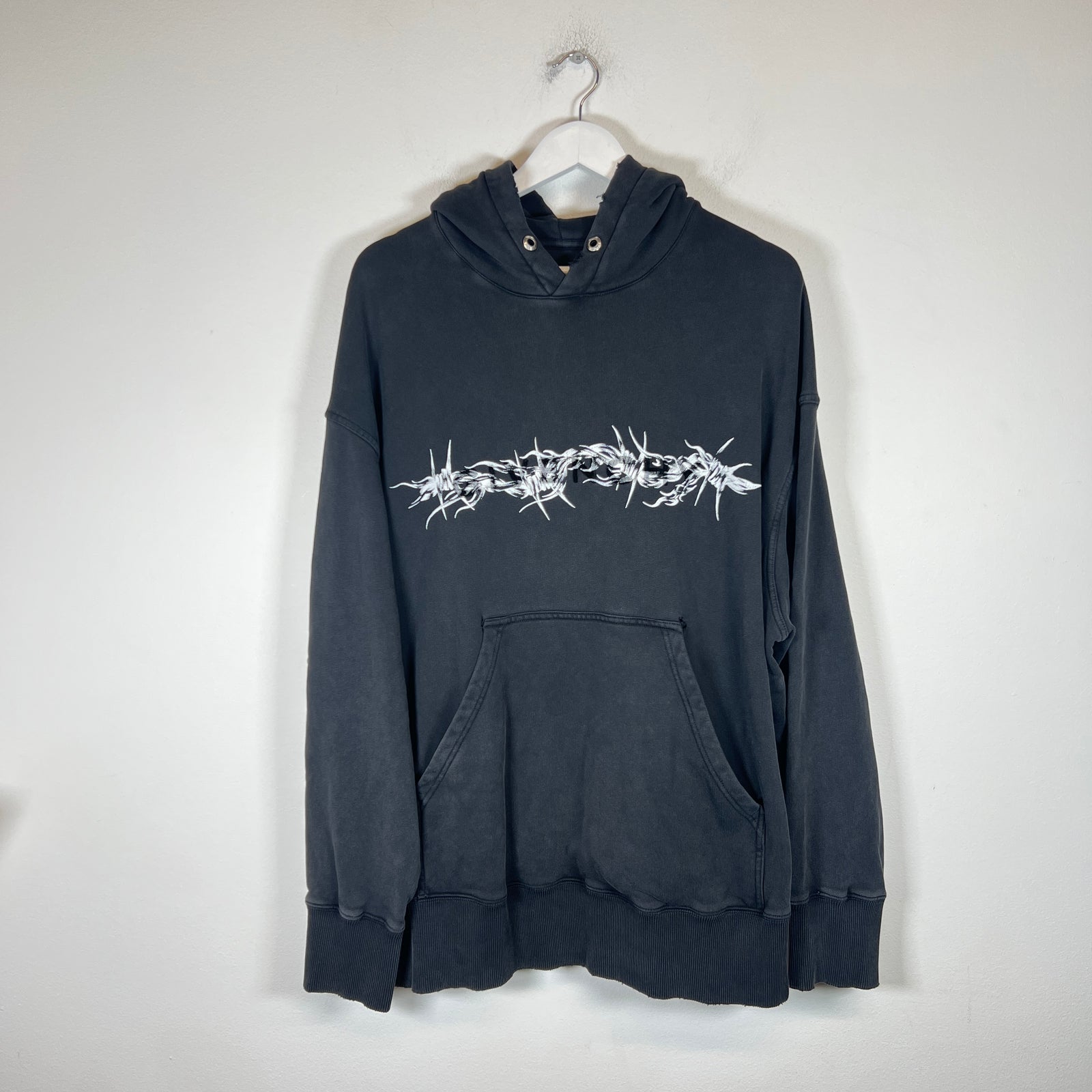 Givenchy Black Barbed Wire Logo Hoodie Size S