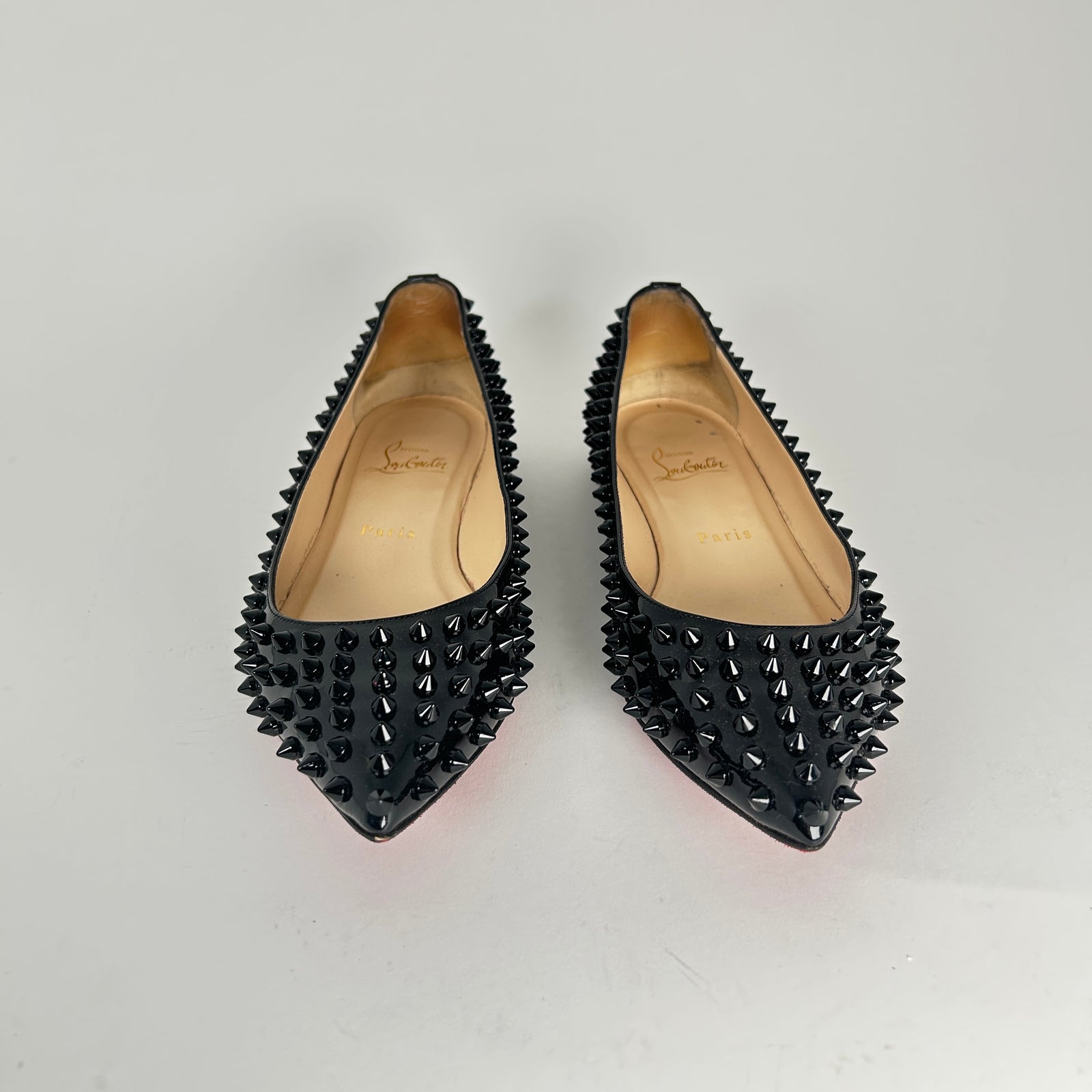 Christian Louboutin Black Patent Studded Flats Size 38