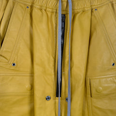 Rick Owens SS23 EDFU ‘Lemon’ Yellow Leather Bela Cargo Shorts Size M