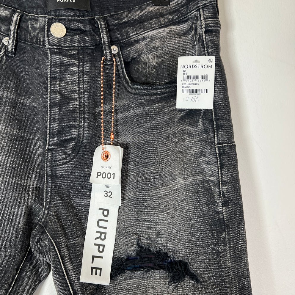 Purple Brand Black Washed P001 Skinny Jeans Size 32