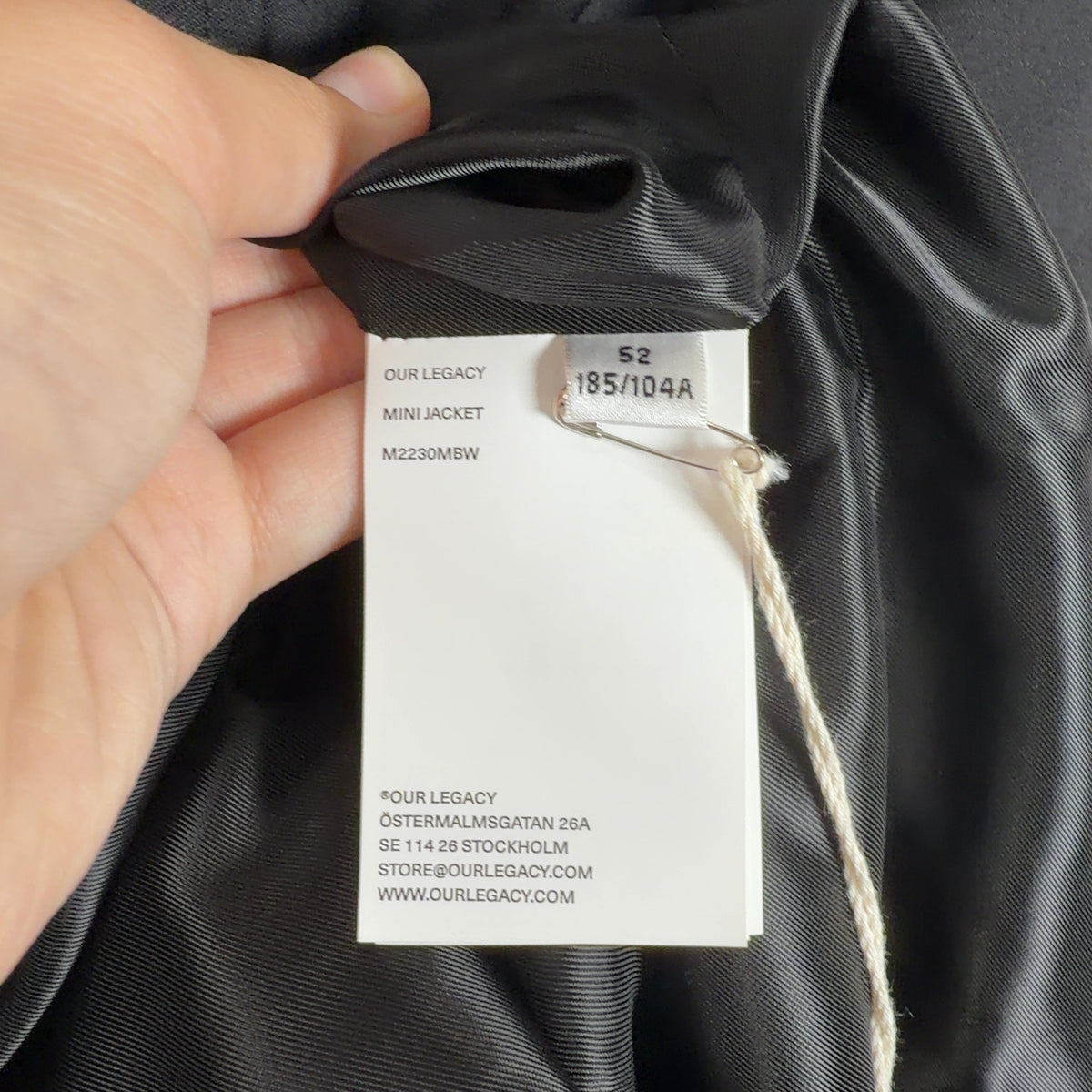 Our Legacy Black Worsted Wool Mini Jacket Light Jacket
