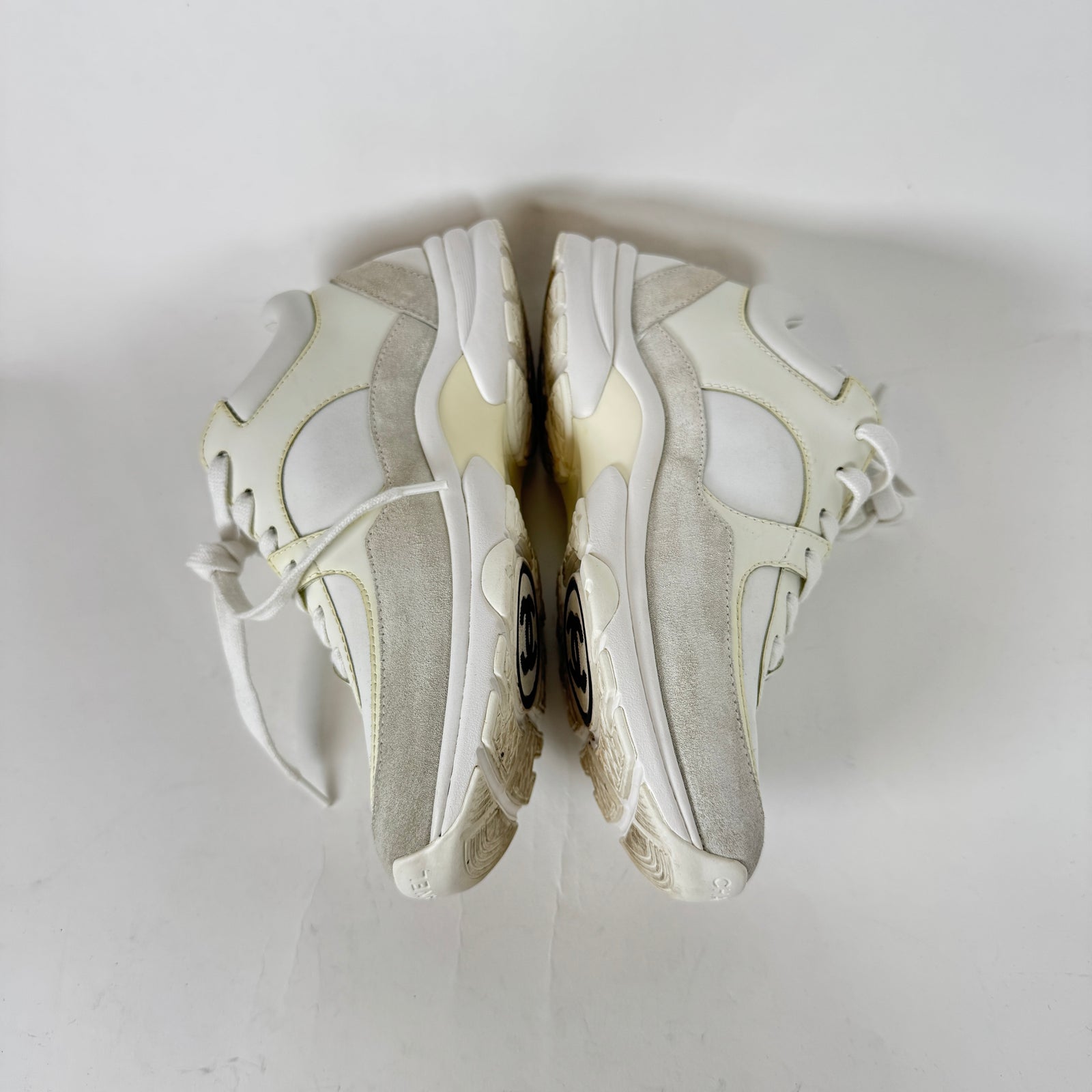 Chanel White Suede Calfskin Runner Size 37