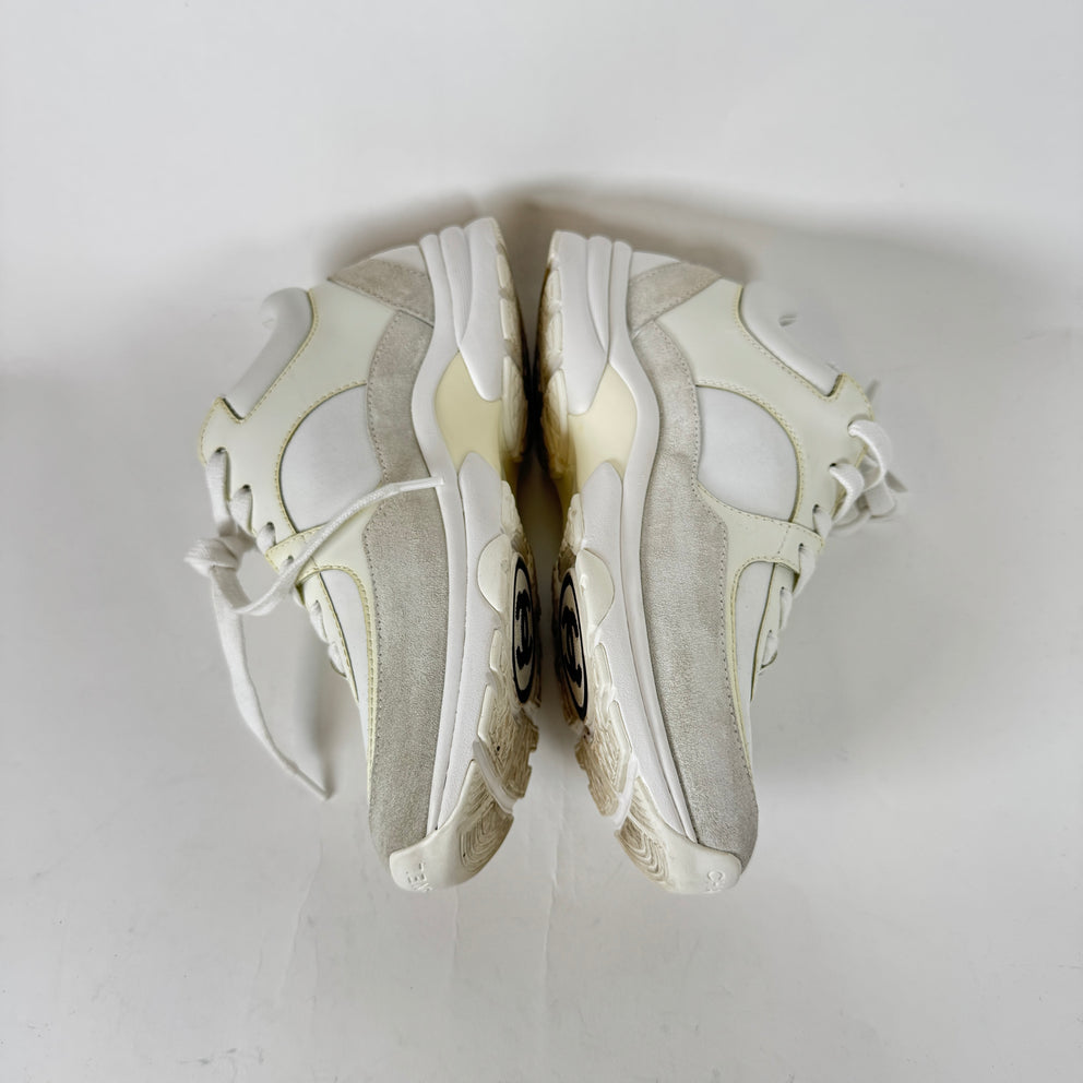 Chanel White Suede Calfskin Runner Size 37