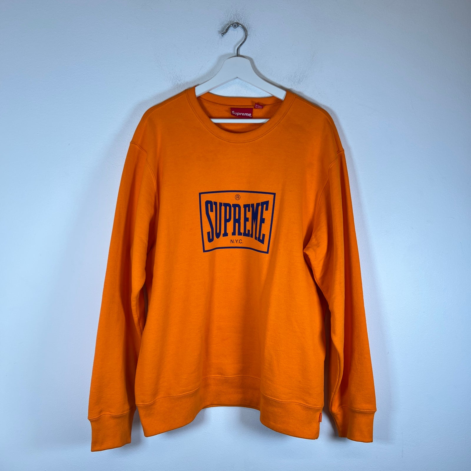 Supreme Orange Warm Up Logo Crewneck Size L