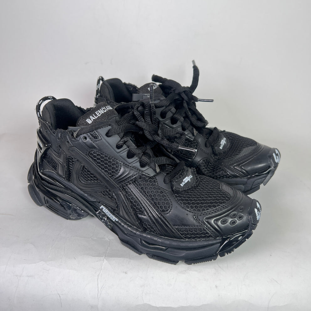 Balenciaga Matte Black Mesh Runners