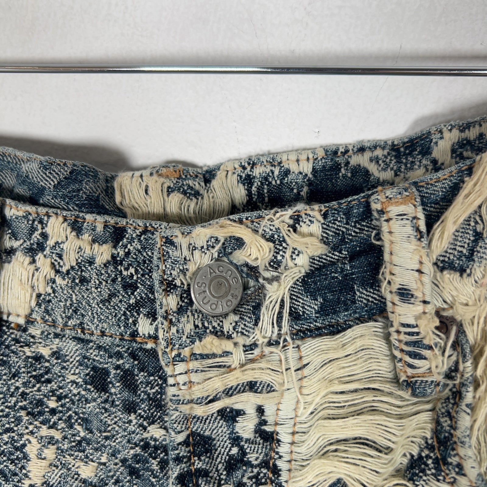 Acne Studios Distressed Monogram Denim Shorts