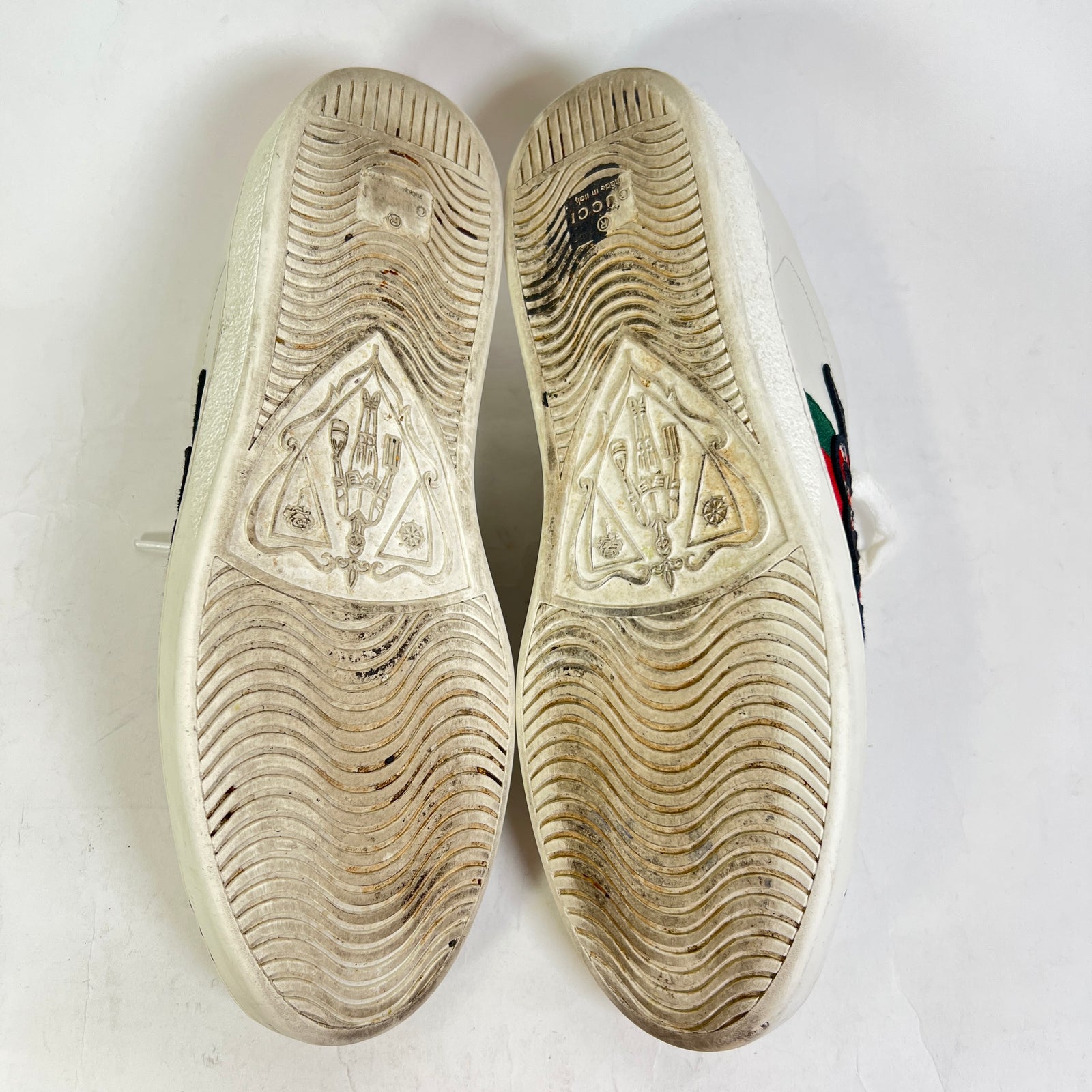 Gucci White Embroidered Snake Ace Lowtop Sneakers