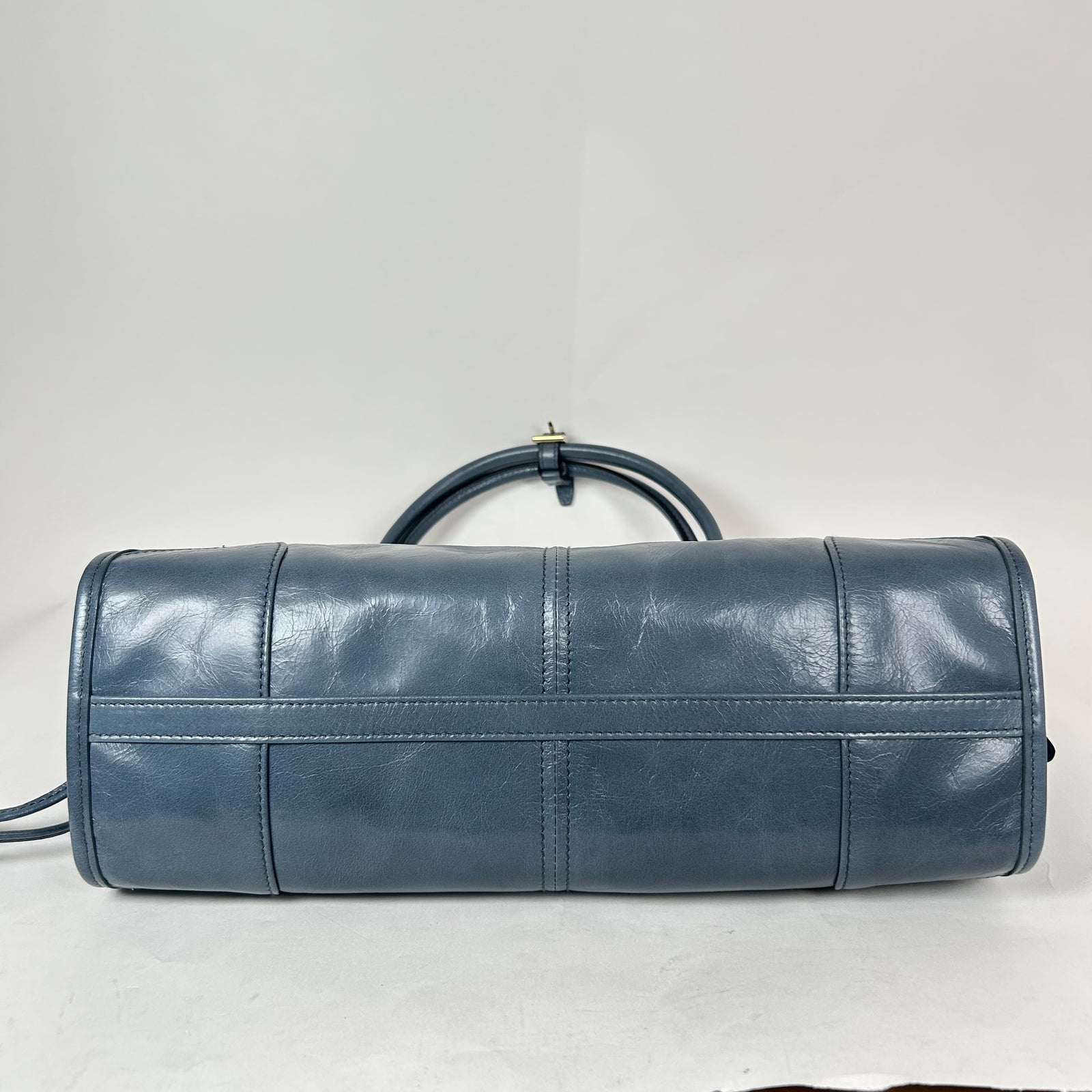 Prada Blue Medium Bonnie Belted Top Handle Bag