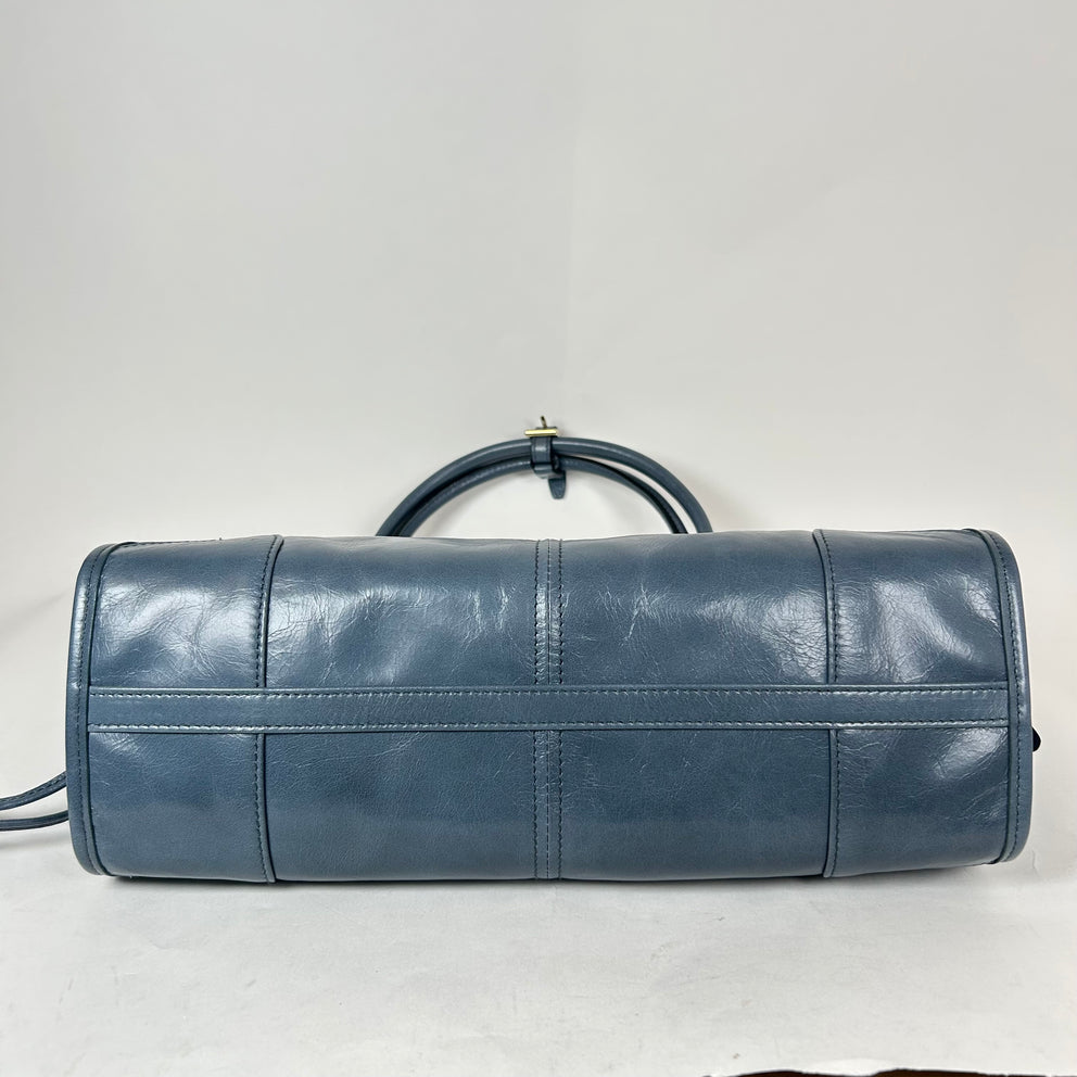 Prada Blue Medium Bonnie Belted Top Handle Bag