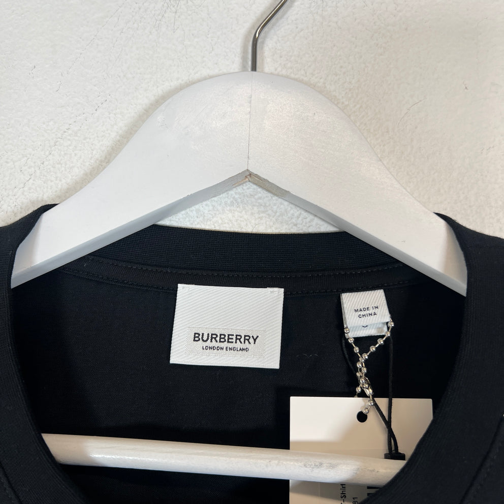Burberry Black Vertical Logo T-Shirt Size L