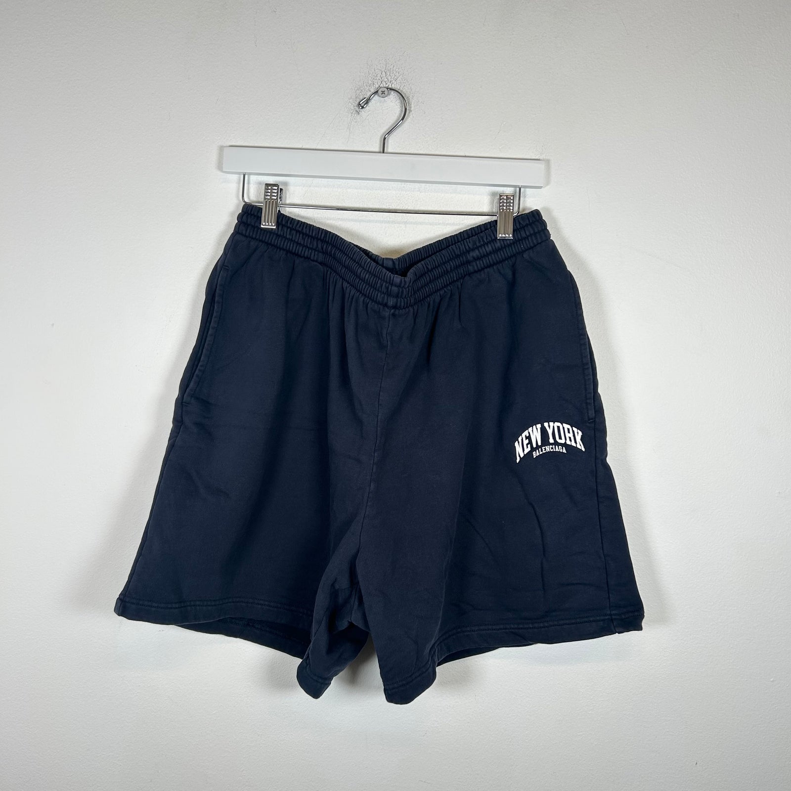 Balenciaga Navy New York Sweat Shorts Size M