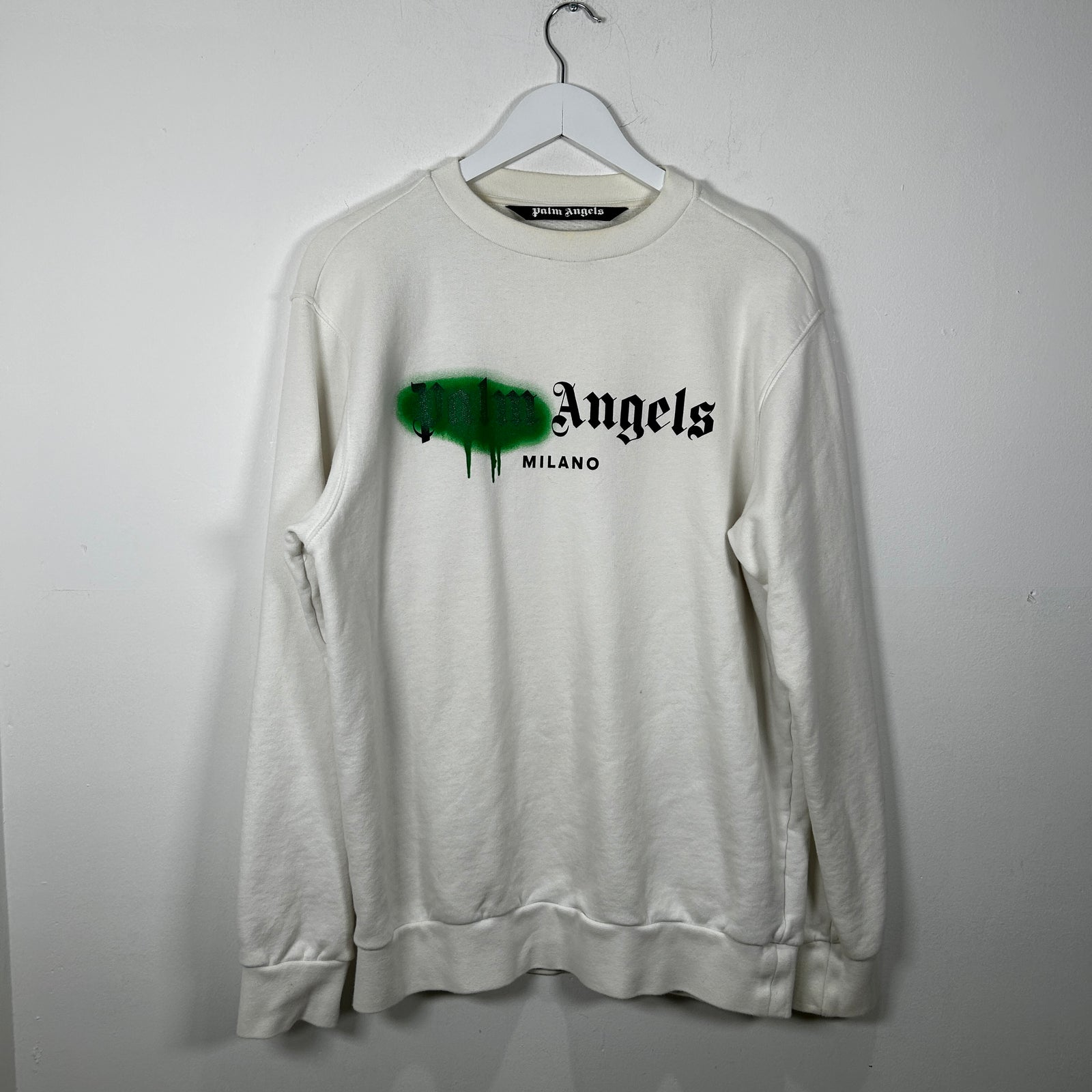Palm Angel Graffiti Logo White Crewneck Size S