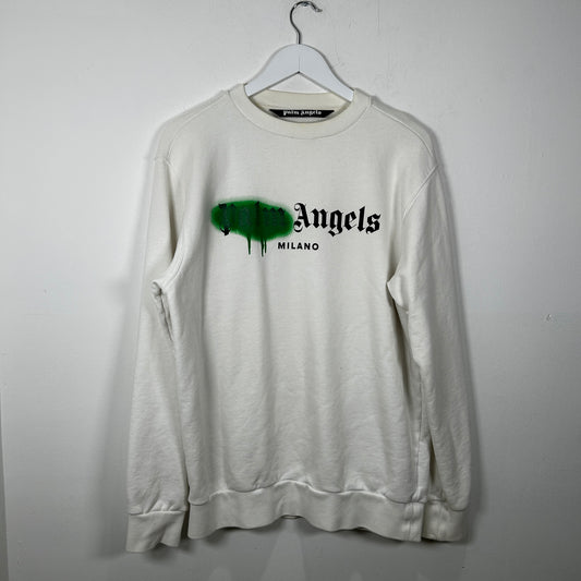 Palm Angel Graffiti Logo White Crewneck Size S