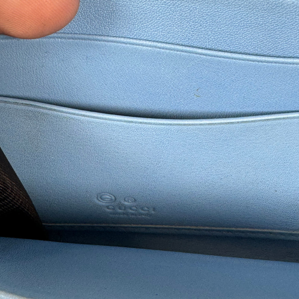 Gucci Light Blue Microguccissima Leather Zip Around Wallet