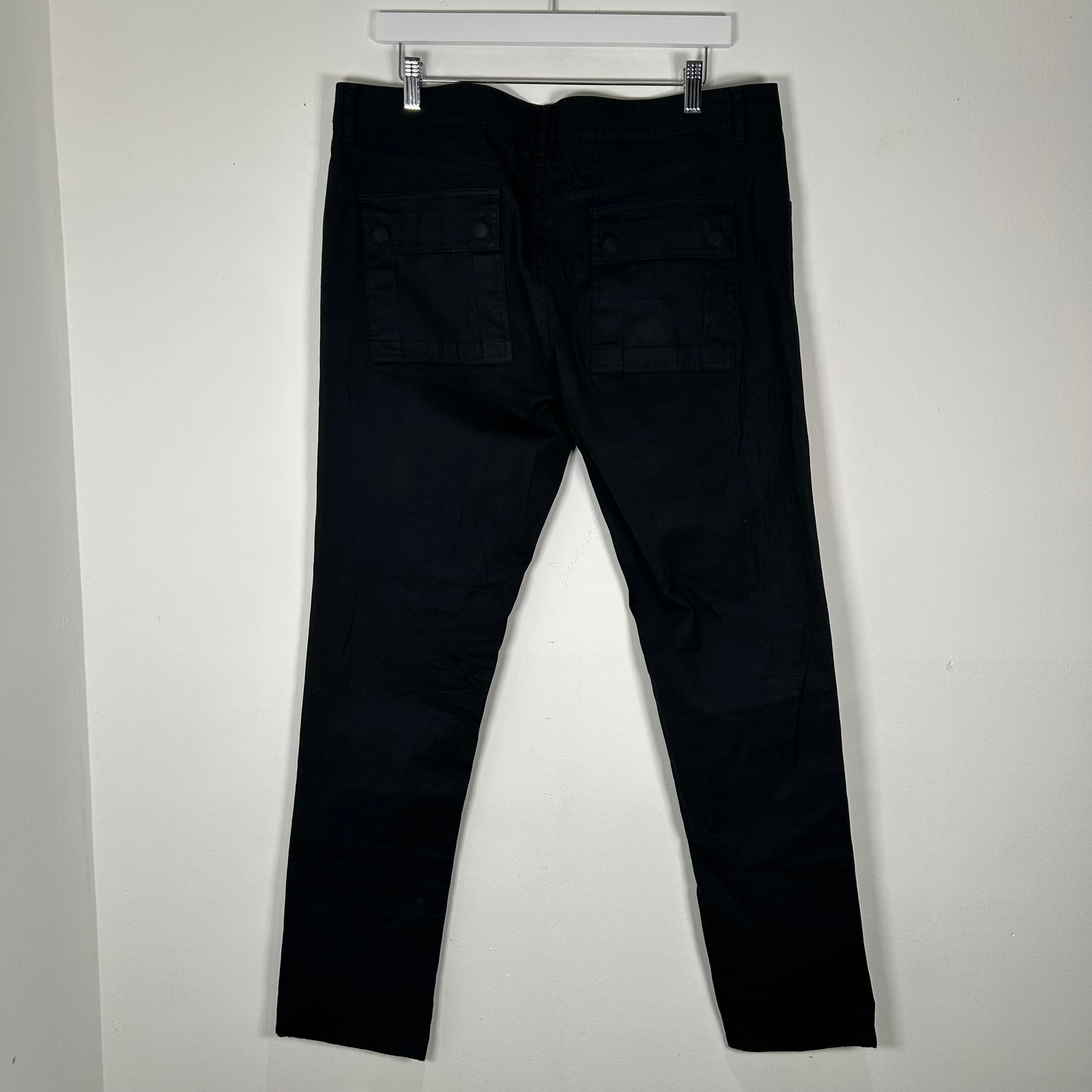 Rick Owens SS21 Black Cotton Straight Fit Pants Size 36